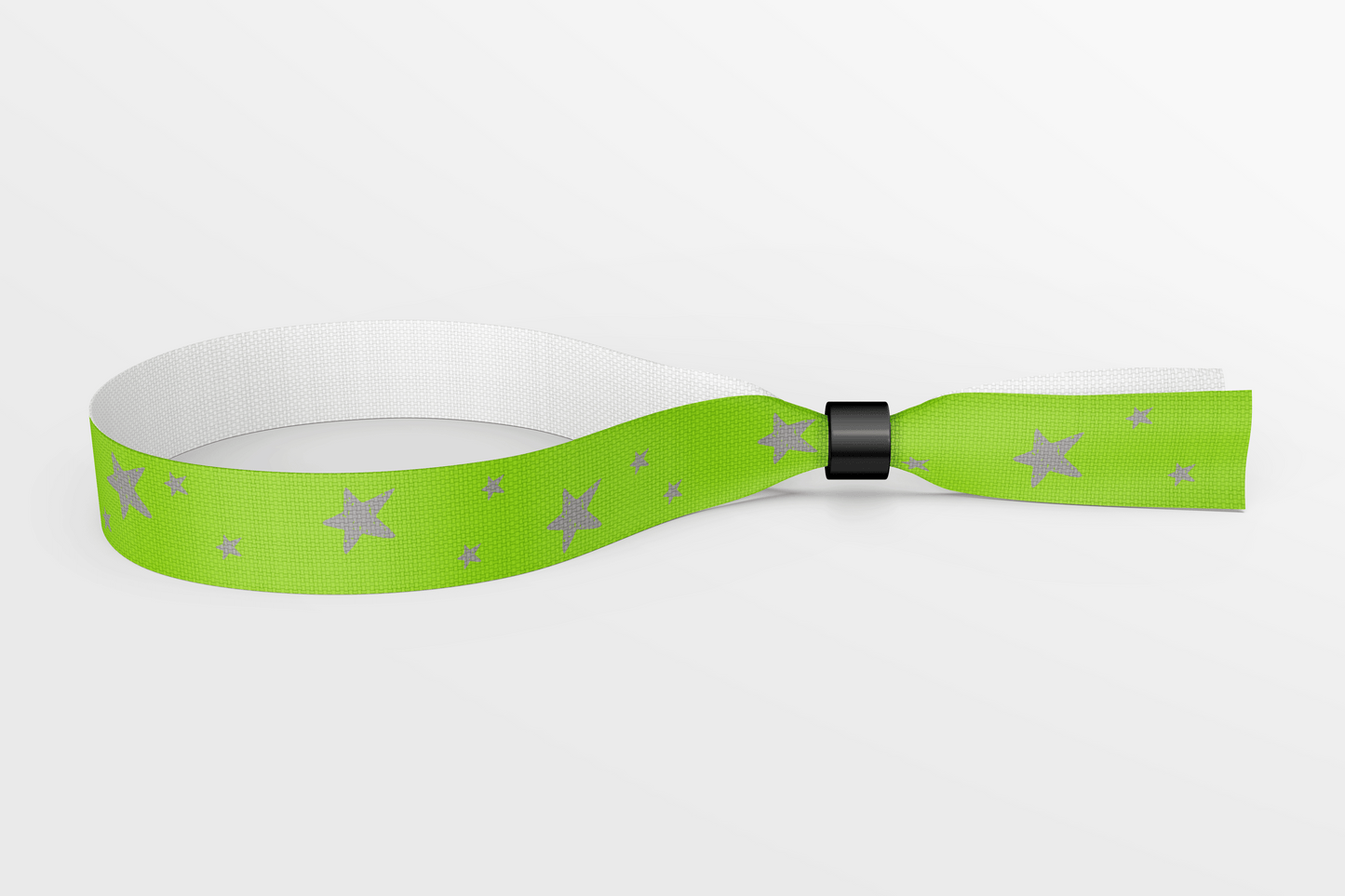 Textile Wristbands with Stars and Colours Fabric Wristbands JM Band® 50 Green With Gray Stars