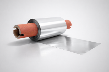Een rol zilverkleurige thermische transferfolie voor thermische transfer op linten van JM Band®.