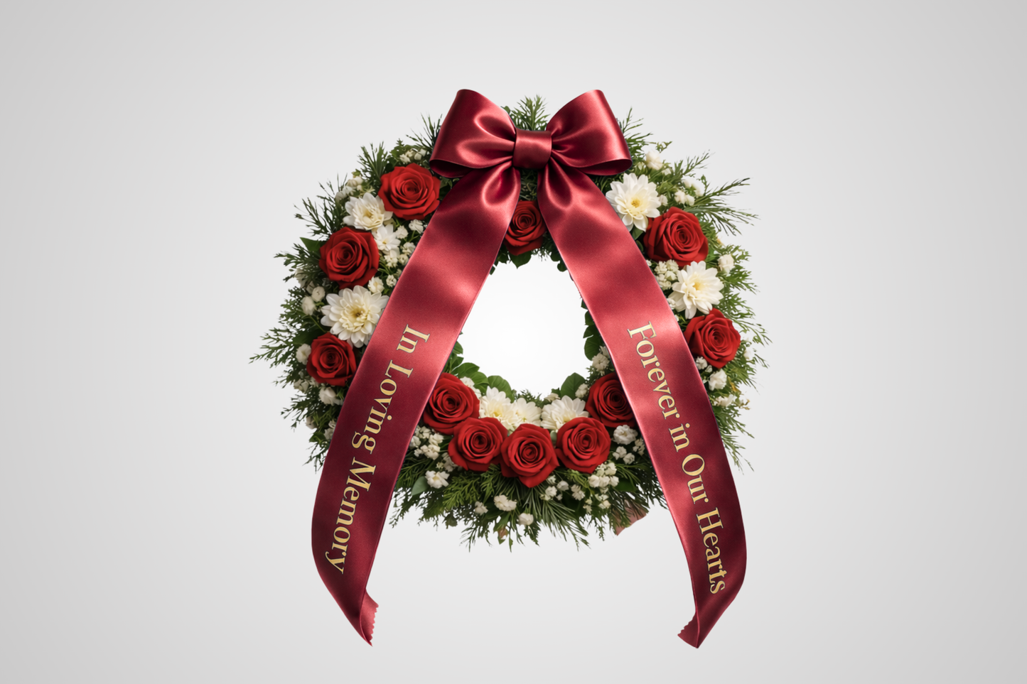 Ruban de bouquet en satin rouge écologique avec impression personnalisée de JM Band®.