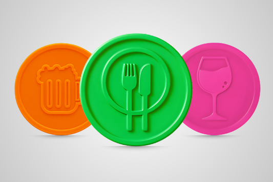 Embossed drink token vouchers from JM Band®.