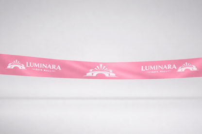 Roze inauguratielint van milieuvriendelijk satijn met een op maat gemaakte print van JM Band®.