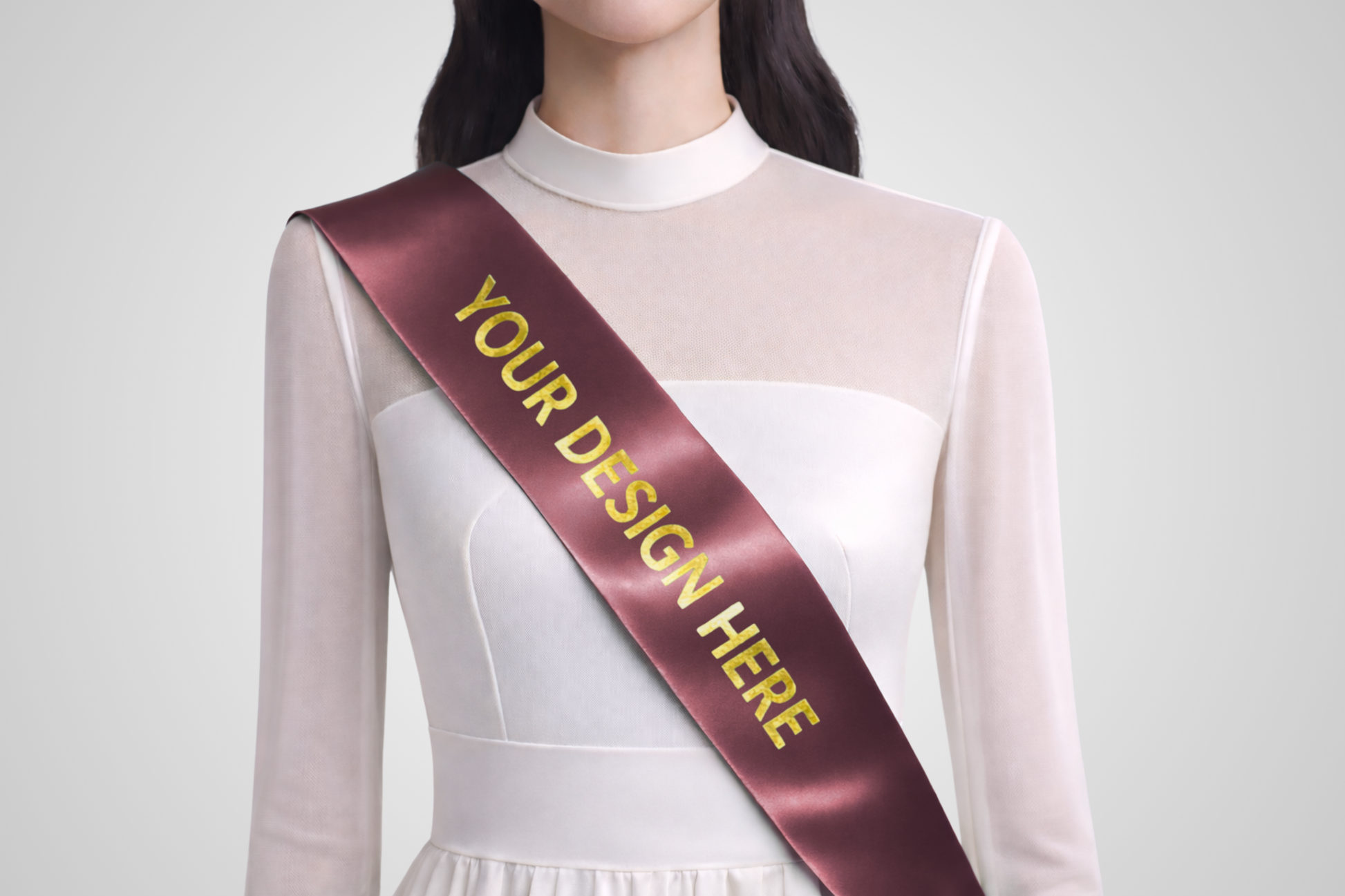 Ceinture en satin ECO bordeaux, design personnalisé, de JM Band®.