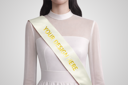 Ceinture en satin ECO ivoire avec motif personnalisé de JM Band®.