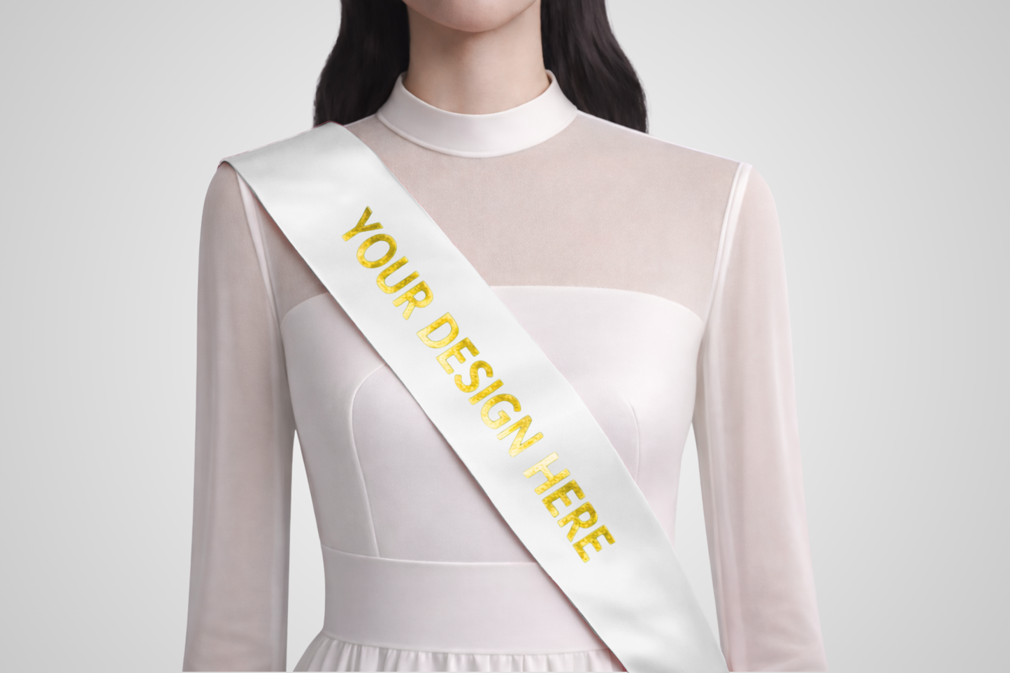 Écharpe en satin ECO blanc personnalisable de JM Band®.