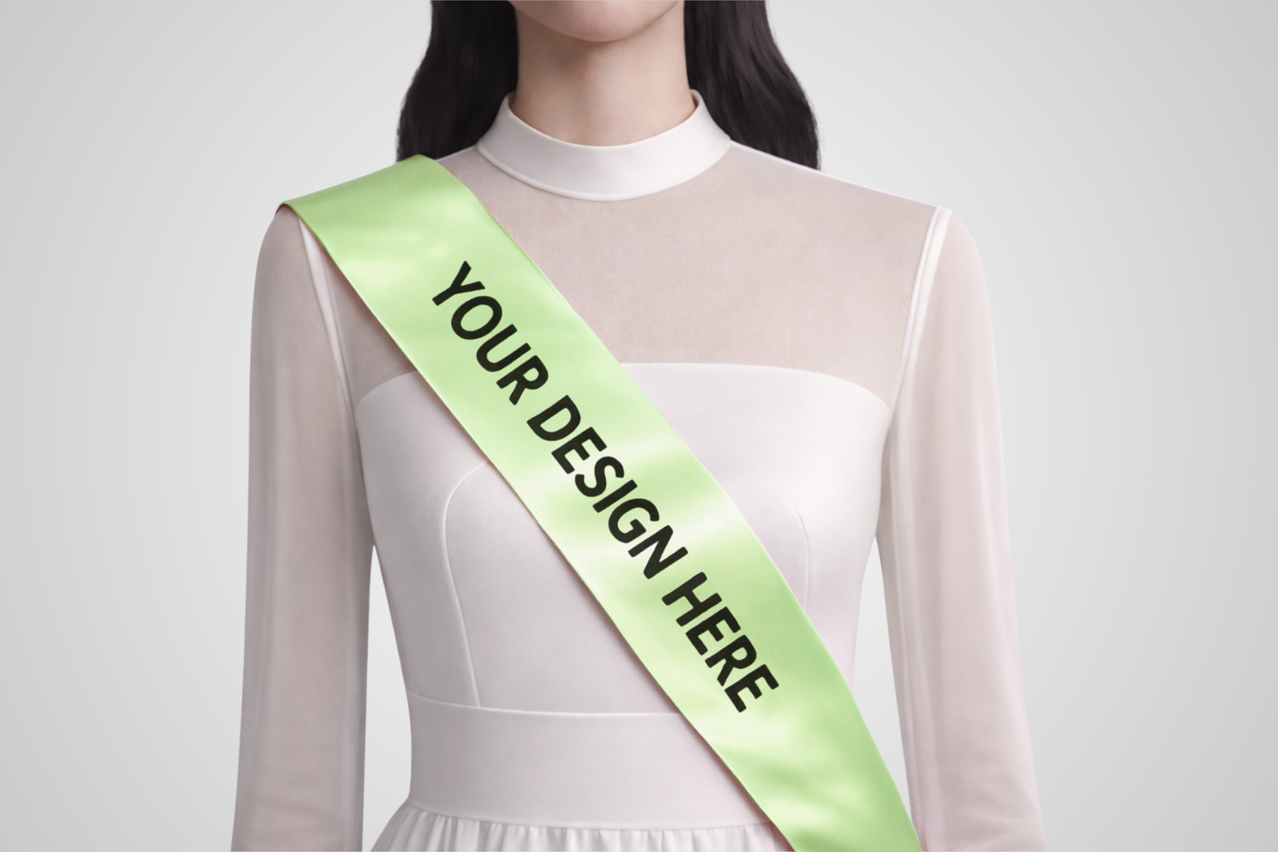 Écharpe en satin ECO vert clair, design personnalisé, de JM Band®.