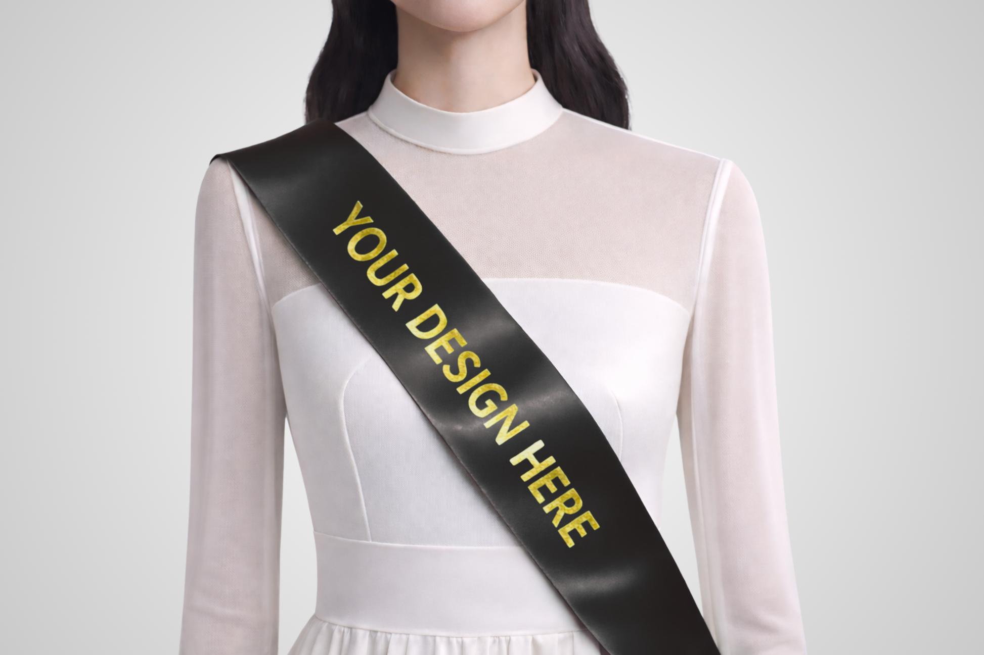 Ceinture en satin noir écologique avec un motif personnalisé de JM Band®.