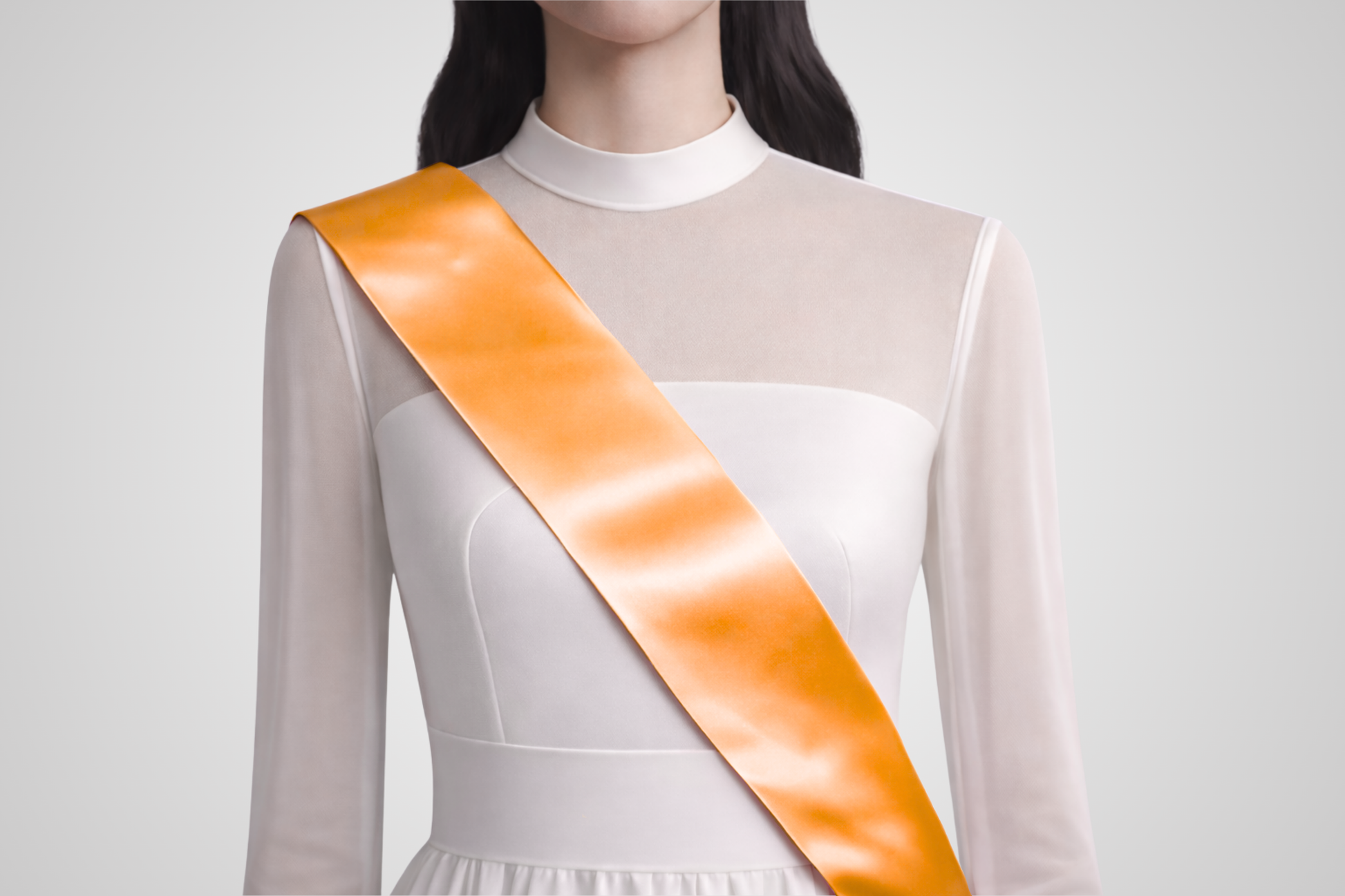 Oranje, milieuvriendelijke satijnen sjerp zonder opdruk van JM Band®.