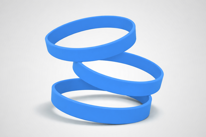 Blauwe, effen siliconen polsbandjes. Koop siliconen polsbandjes zonder opdruk bij JM Band®.