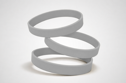 Grijze, effen siliconen polsbandjes. Koop siliconen polsbandjes zonder opdruk bij JM Band®.