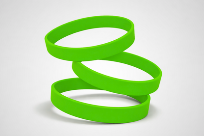 Groene, effen siliconen polsbandjes. Koop siliconen polsbandjes zonder opdruk bij JM Band®.