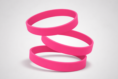 Roze, effen siliconen polsbandjes. Koop siliconen polsbandjes zonder opdruk bij JM Band®.