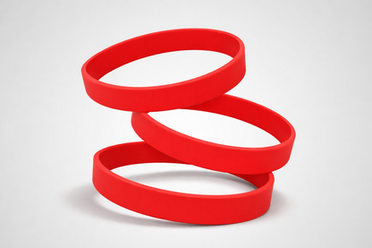 Rode, effen siliconen polsbandjes. Koop siliconen polsbandjes zonder opdruk bij JM Band®.