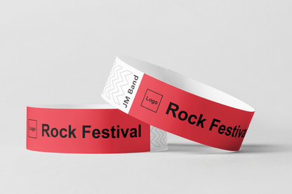 Bracelet en papier - Impression noire Bracelets en papier JM Band® 10 Rouge
